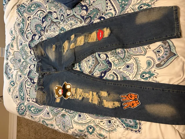 Unbranded Distressed Patch Jeans Size L