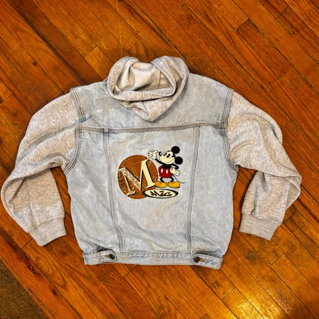 Vintage Mickey Mouse Denim Hoodie Jacket Size S