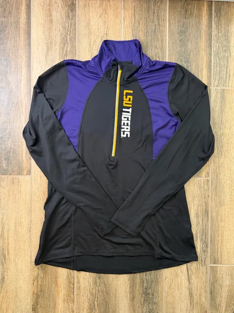LSU Tigers 1/4 Zip Pullover Rivalry Threads Size L Black Purple