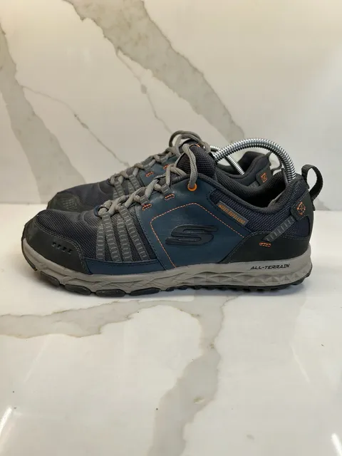 Skechers Trail All-Terrain Water Repellent Hiking Sneakers Blue Gray (Size: 10)