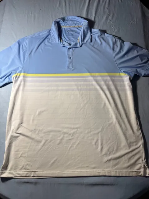 Walter Hagen Golf Polo Shirt XXL Light Blue White Striped Performance