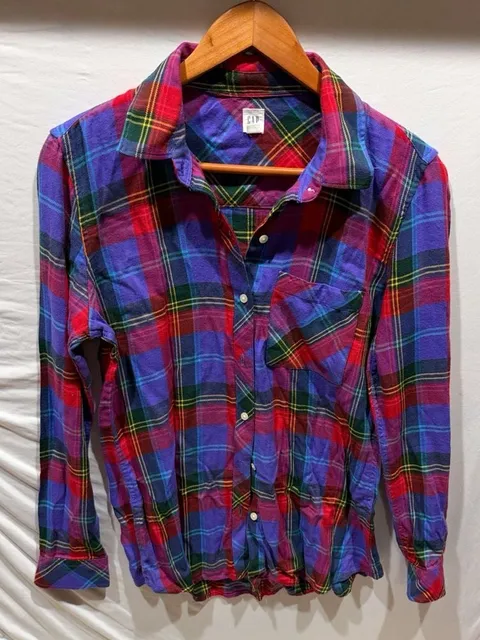 Gap Plaid Flannel Shirt Size S Multi Color Long Sleeve Button Down