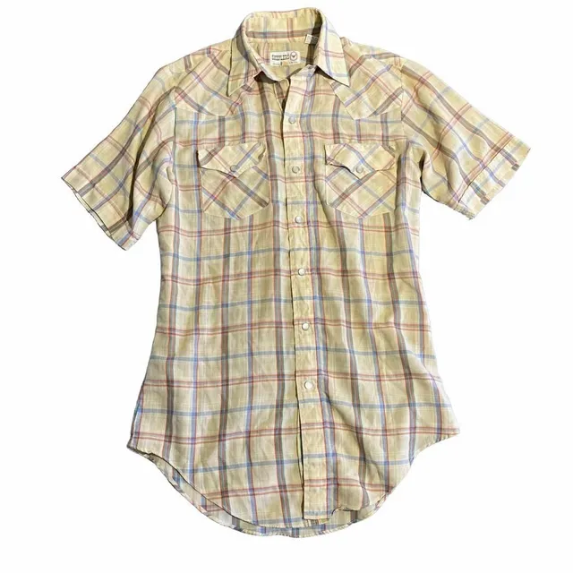 Sheplers Western Shirt Size 15.5 Plaid Short Sleeve Pearl Snap