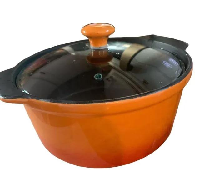 Le Creuset Enameled Cast Iron Dutch Oven Orange With Glass Lid