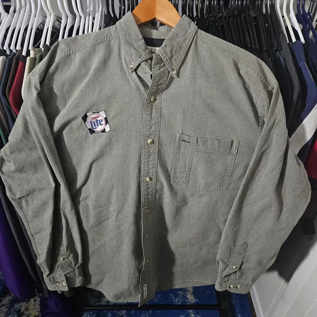 Miller Lite Embroidered Long Sleeve Button Down Shirt