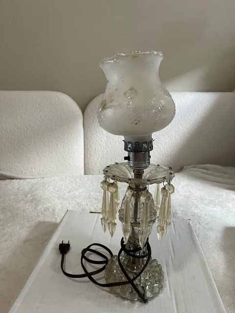 Leviton Vintage Glass Hurricane Accent Lamp With Prisms