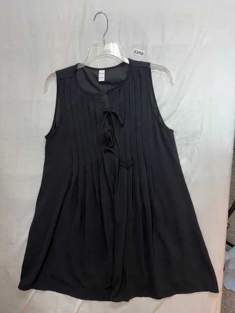 Exlura Sleeveless Pleated Black Tunic Dress Size L