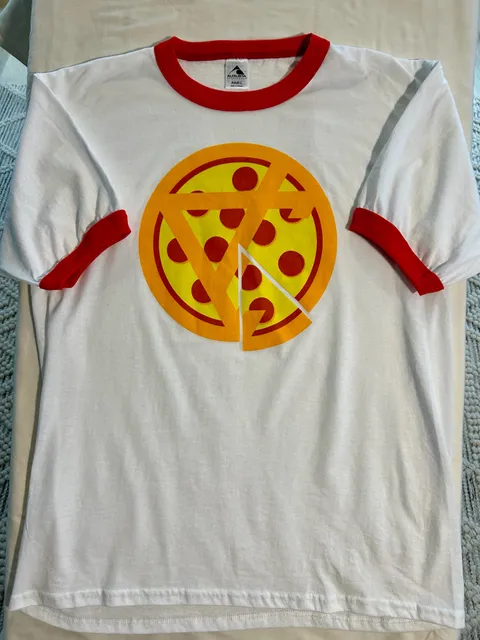 Augusta Sportswear Pizza Graphic Ringer T-Shirt Adult L White Red