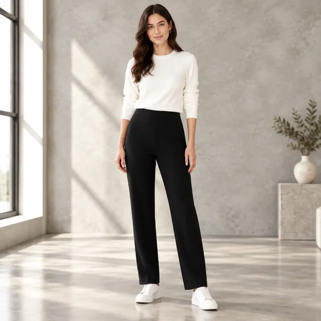 Eileen Fisher Pants Size 1X Black Viscose Blend Stretch Ankle Trousers