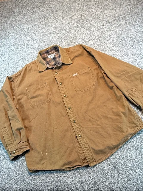 Carhartt S96BRN Lined Shirt Jacket XL Brown Flannel Lined Cotton Workwear