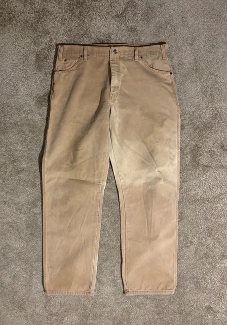 Dickies Carpenter Pants Mens Size 38x34 Brown Canvas Duck Utility Workwear