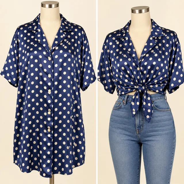 Victoria's Secret Polka Dot Satin Nightshirt Size S Blue White Sleepshirt