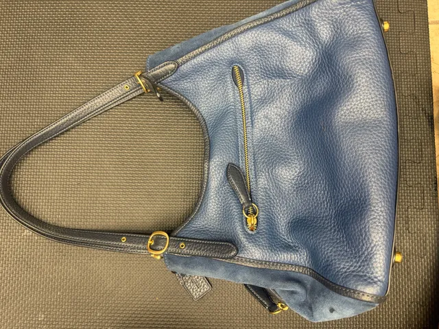 Coach Leather Hobo Shoulder Bag Blue