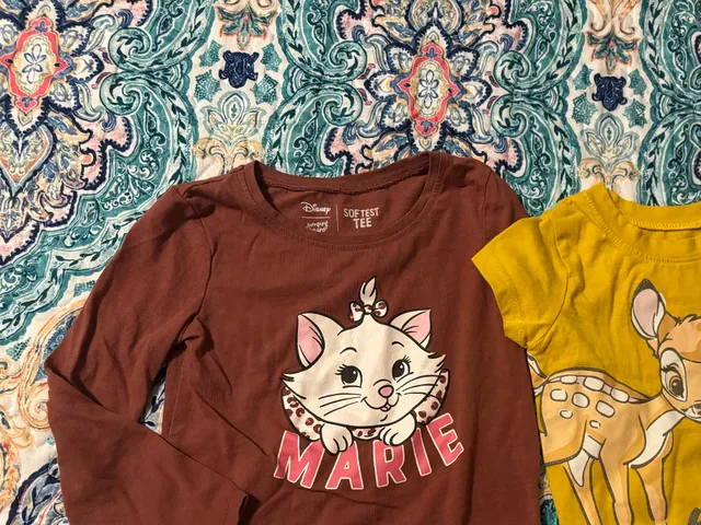 set of 2 Disney Jumping Beans Marie Softest Tee Long Sleeve Size 3T Brown