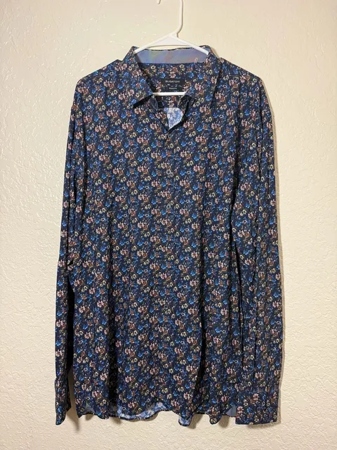 Bugatchi Long Sleeve Floral Button Down Shirt Shaped Fit
