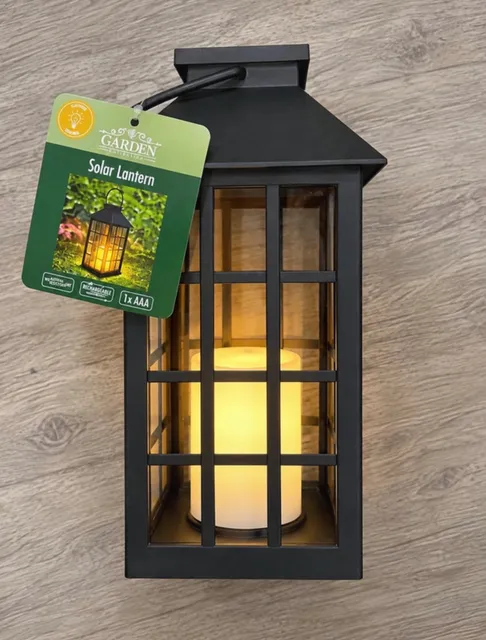 Garden Collection Solar Lantern Black LED Candle