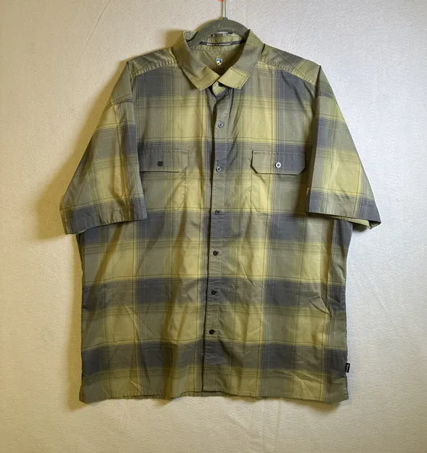 Kuhl Response Lite LS Shirt XXL Green Plaid Button Down