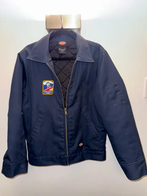 Dickies Insulated Eisenhower Work Jacket Navy Blue with Hang Twenty Spuds MacKenzie Patch