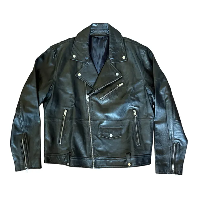 Zara Black Leather Moto Biker Jacket