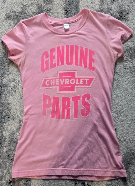 Chevrolet Genuine Parts T-Shirt Size L Pink Logo Graphic