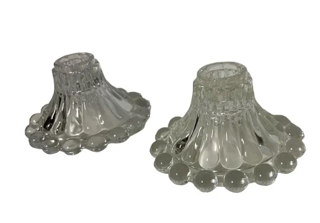 Anchor Hocking Boopie Clear Glass Candle Holders Set of 2