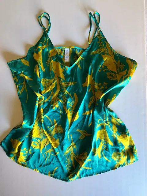 Stars Above Camisole Size XXL Teal Yellow Floral
