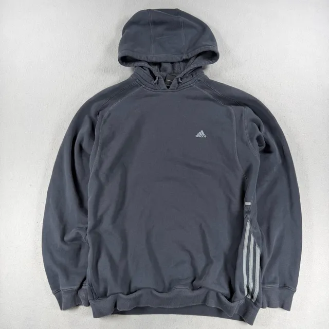 Vintage Adidas Hoodie Size XL Gray Fleece Pullover