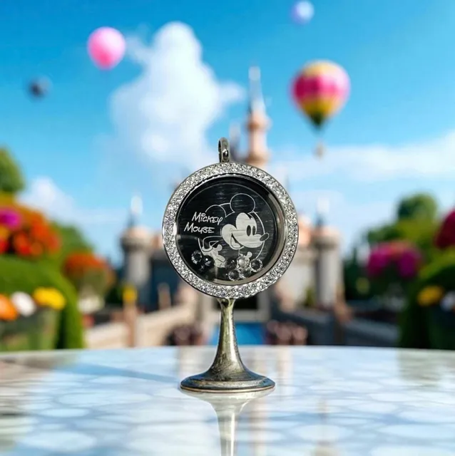 Origami Owl Large Mickey Mouse Twist Locket w/plate & charms