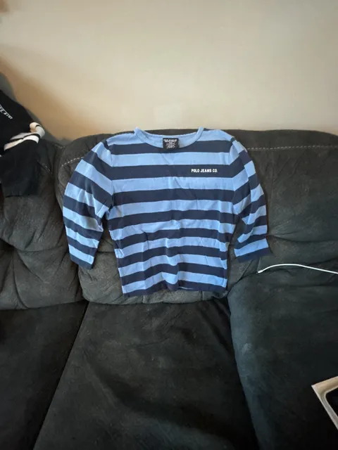 Polo Jeans Co. Striped Long Sleeve T-Shirt Size S Blue Navy Logo Y2K