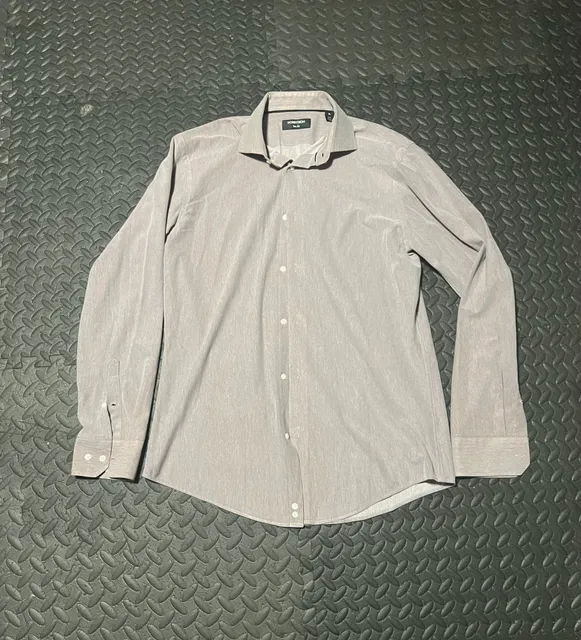 Nordstrom Trim Fit Dress Shirt Size 15.5 Gray Long Sleeve