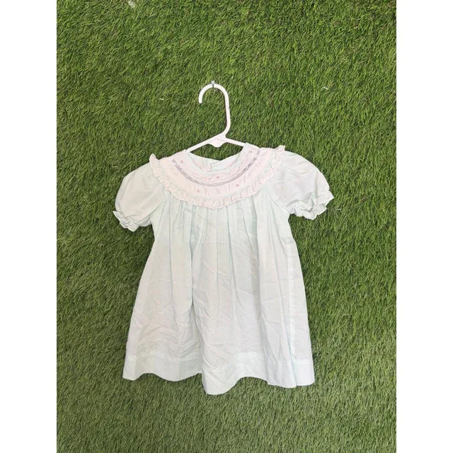 Petit Ami Hand Embroidered Dress 9 MOS Light Blue
