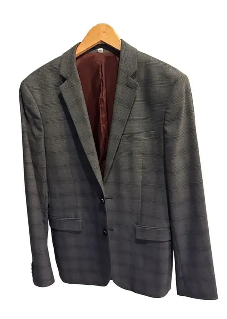 Express Suit Jacket Blazer Size 38R Gray Plaid Extra Slim Stretch