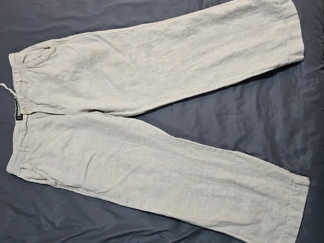 Old Navy Linen Pants Size 33x30 Beige Loose Fit Casual Trousers