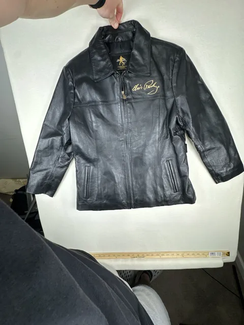 Elvis Presley Leather Jacket Size XL Black Embroidered Studded