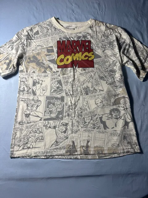 Youth Marvel Comics Comic Print T-Shirt Size XL(16) All Over Print AOP