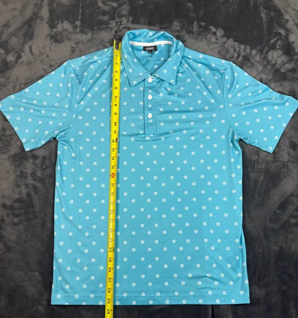 Men’s Range Golf Polo Size M Blue White Snowflake Print Performance Shirt#149