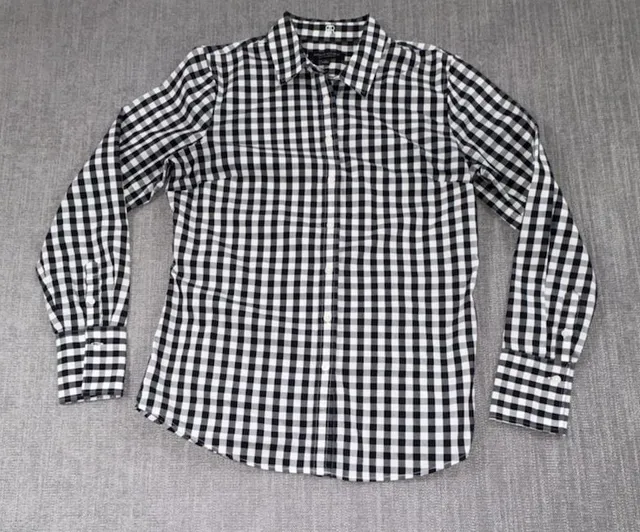 Banana Republic Riley Tailored Fit Shirt Size 6 Black White Gingham
