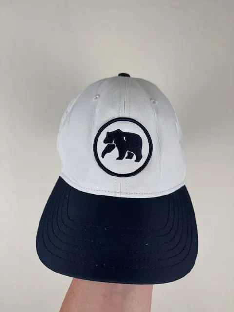 The Normal Brand Bear Logo Baseball Hat Cap White Navy