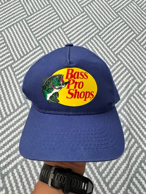 Bass Pro Shops Trucker Hat Snapback Blue Mesh Fishing Cap