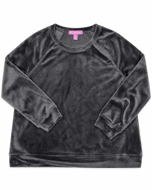 Gloria Vanderbilt Velour Sweatshirt Size L Gray