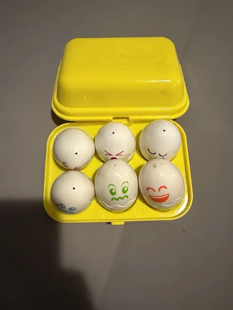 Kangaroo Vintage Toy Squeaking Face Eggs In Yellow Carton Box