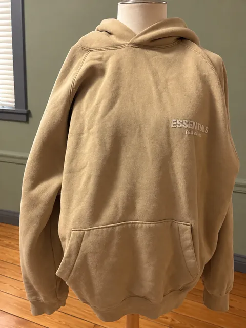 Essentials Fear of God Hoodie Size M Tan Pullover Sweatshirt