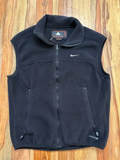 Vintage Nike ACG Thermal Layer 2 Fleece Vest Size M Black