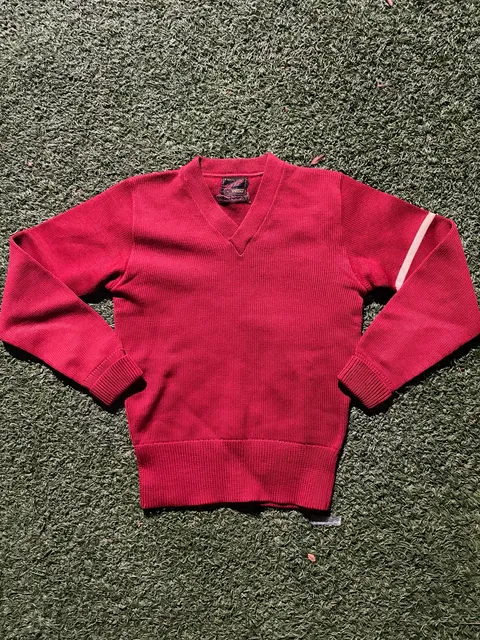 Vintage 1950’s Varsity Award Sweater Red V-Neck