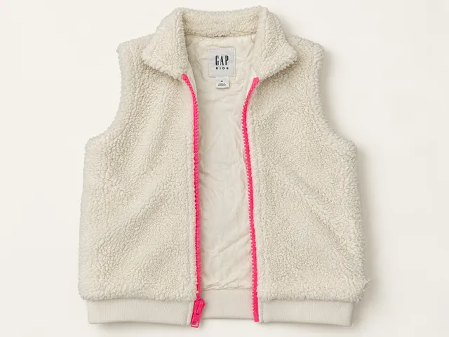 Gap Kids Fleece Vest Size XL Off White Pink Zip