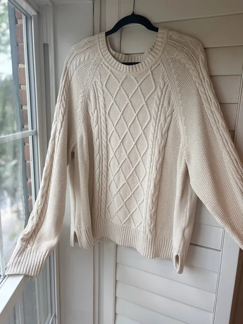 Gap Cable Knit Cotton Crewneck Sweater Collegiate Prep Fishermancore