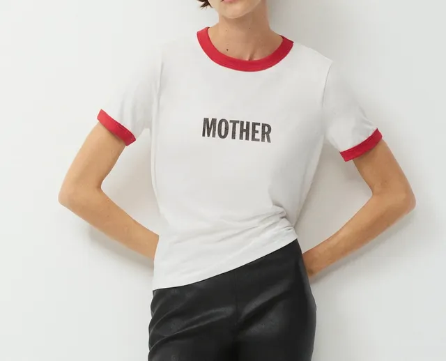 Artizia I-D Mother Graphic Ringer T-Shirt White Red size medium 