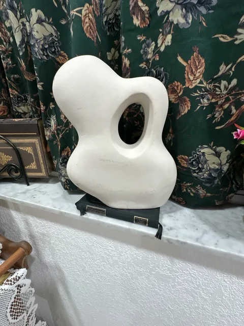 Modern Ceramic Abstract Organic Sculpture White Hollow Decor