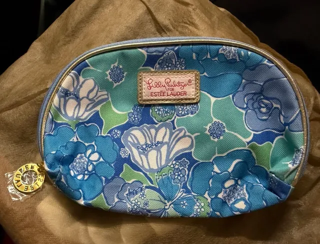 Lilly Pulitzer For Estee Lauder Cosmetic Pouch Blue Floral