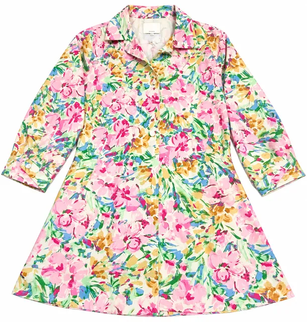 Free Assembly Women's Floral Button Front Shirt Dress Size M 8-10 Multicolor